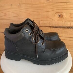 VTG Y2K Route 66 Men's Boots 9.5 Faux Leather Black Grunge Chukka